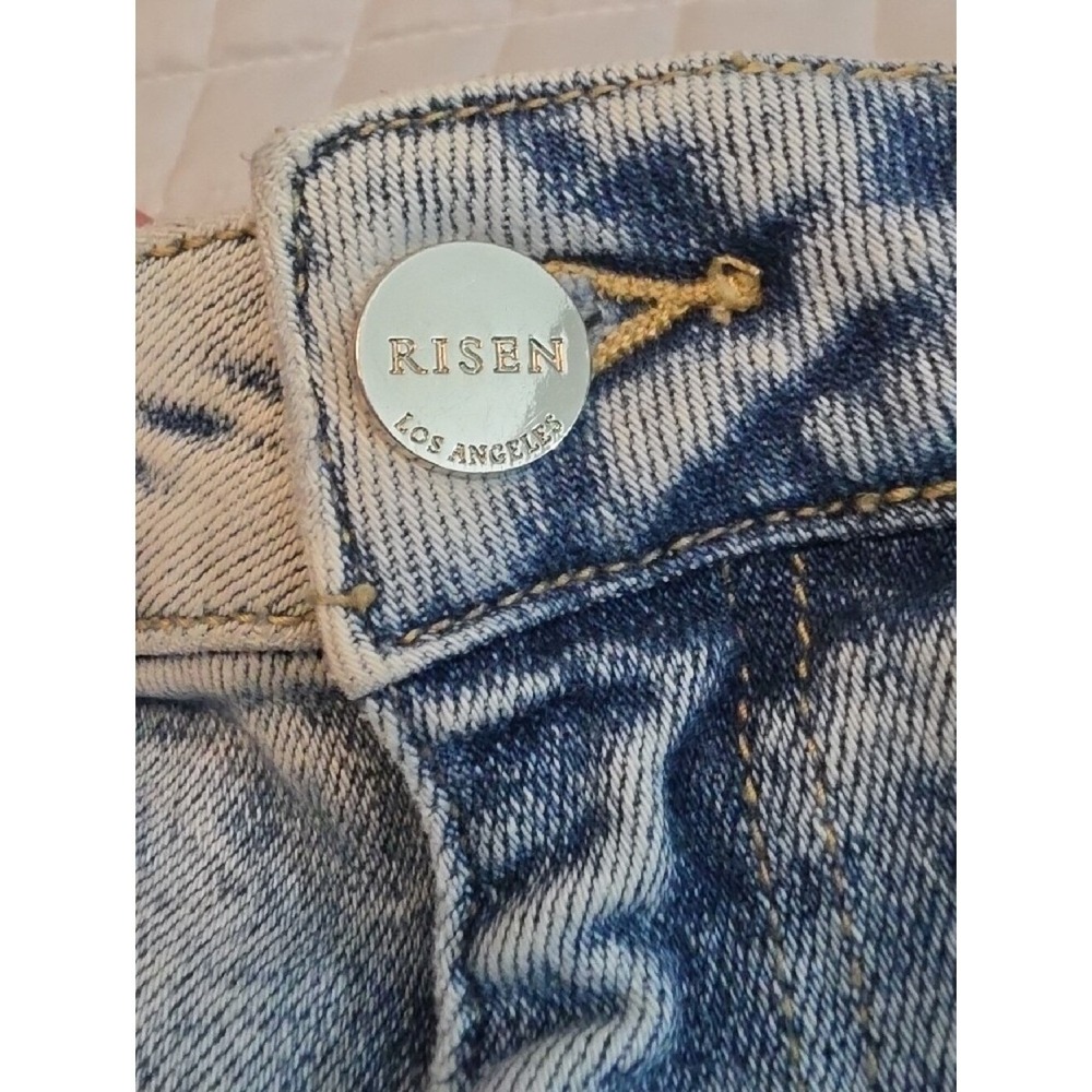 Risen High Rise Frayed Ankle Wide Leg Jeans Light Wash Distressed Womens 9/29 - Picture 13 of 13